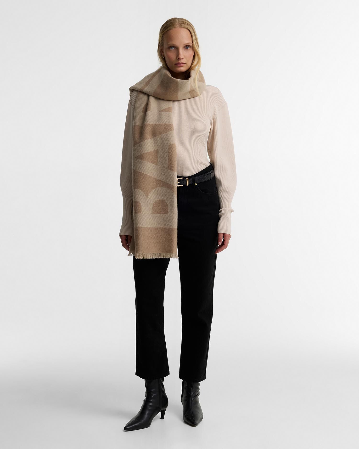 Milla Logo Wrap Scarf Camel