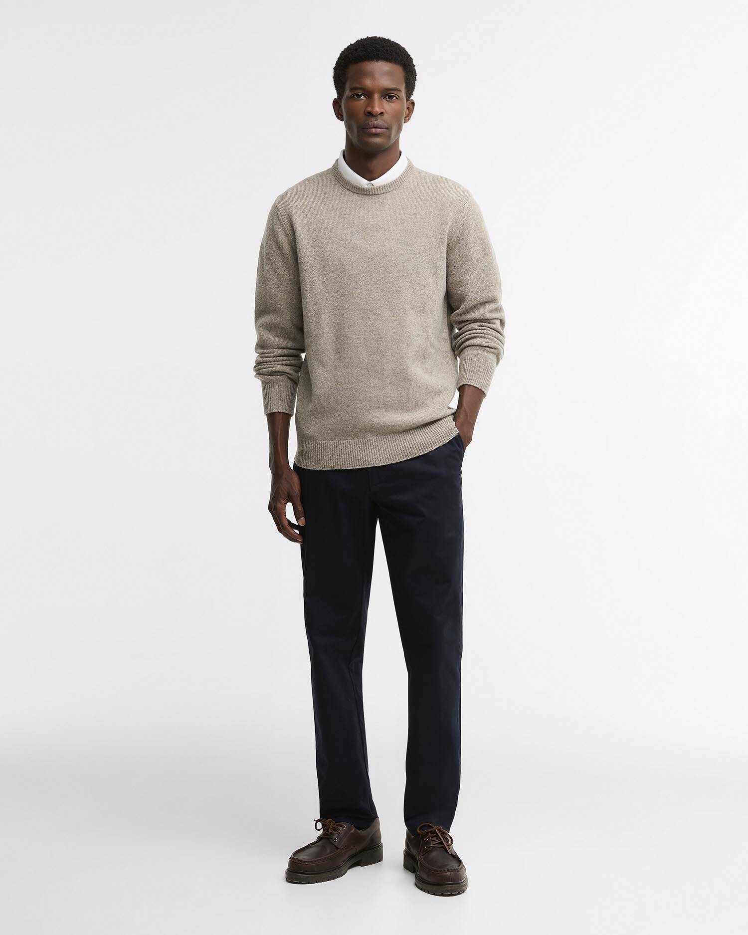 Suede Sateen Tailored Trousers Dark Navy image number 0