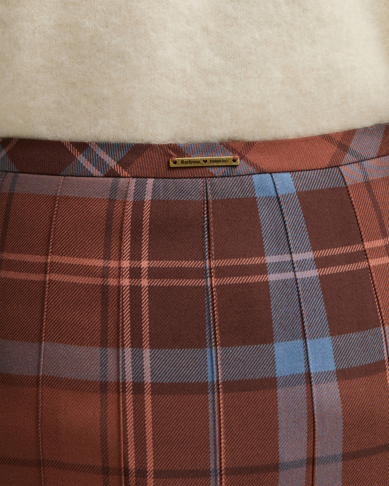 Barbour FARM Rio Allamanda Tartan Pleated Midi Skirt Tropical Tea image number 4