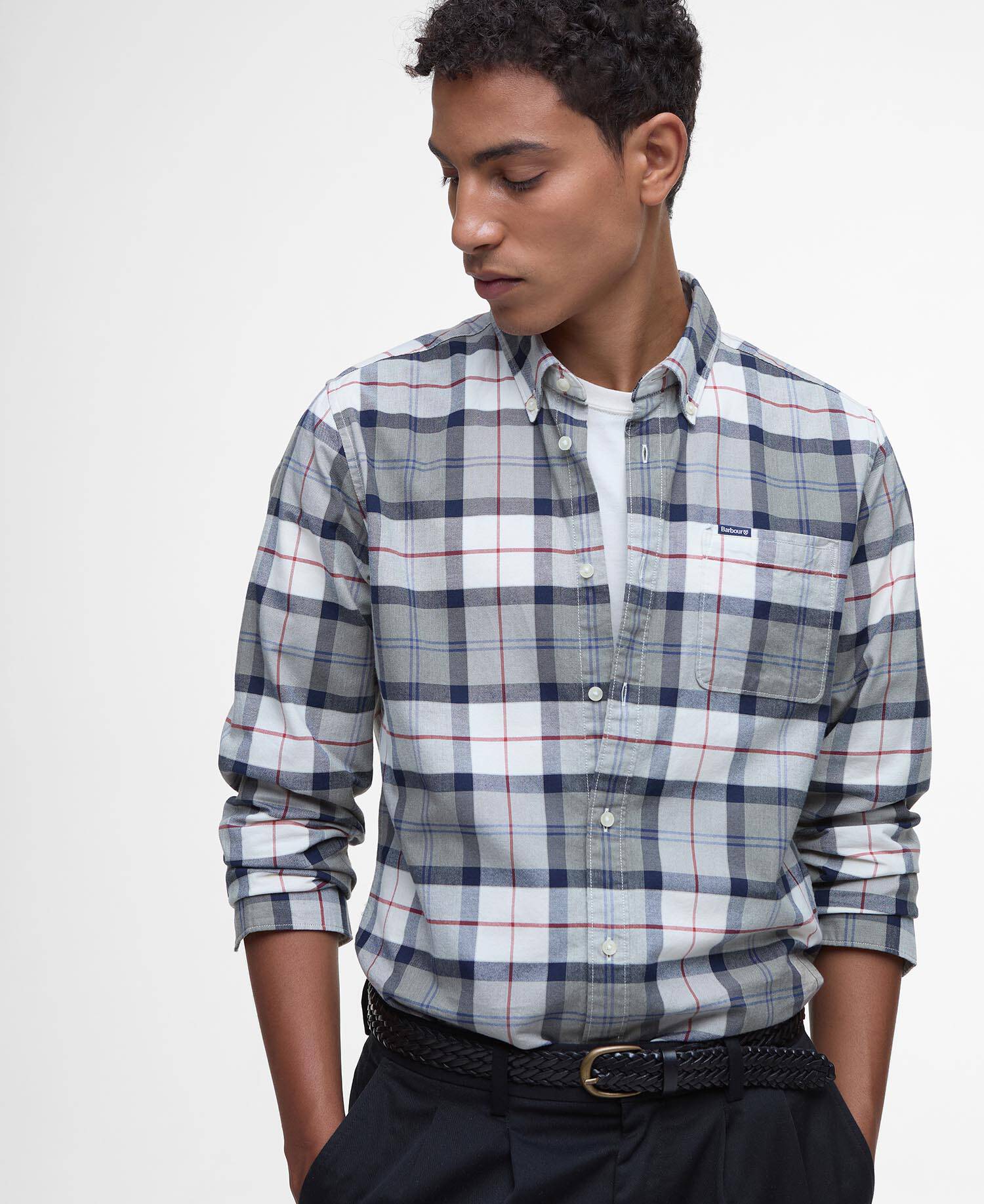 Lewis Tailored Long-Sleeved Shirt Bleached Pine Tartan image number 3