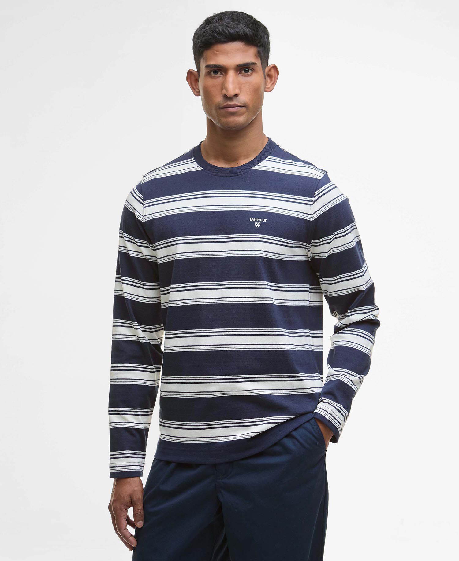 Camicia a maniche lunghe leggermente aderente a righe Plaistow Navy