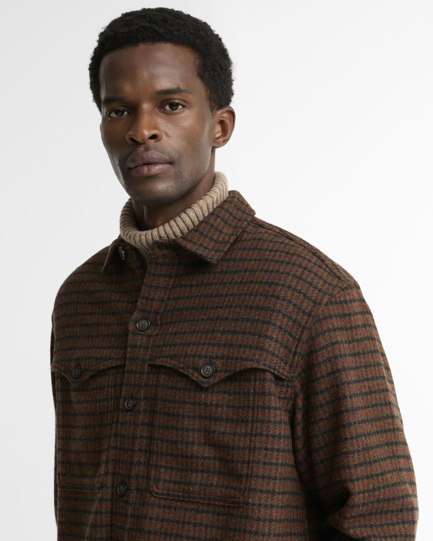 Barbour Overshirt Hatfield Houndstooth Oversized Chesnut