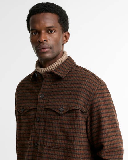 Barbour Overshirt Hatfield Houndstooth Oversized Chesnut