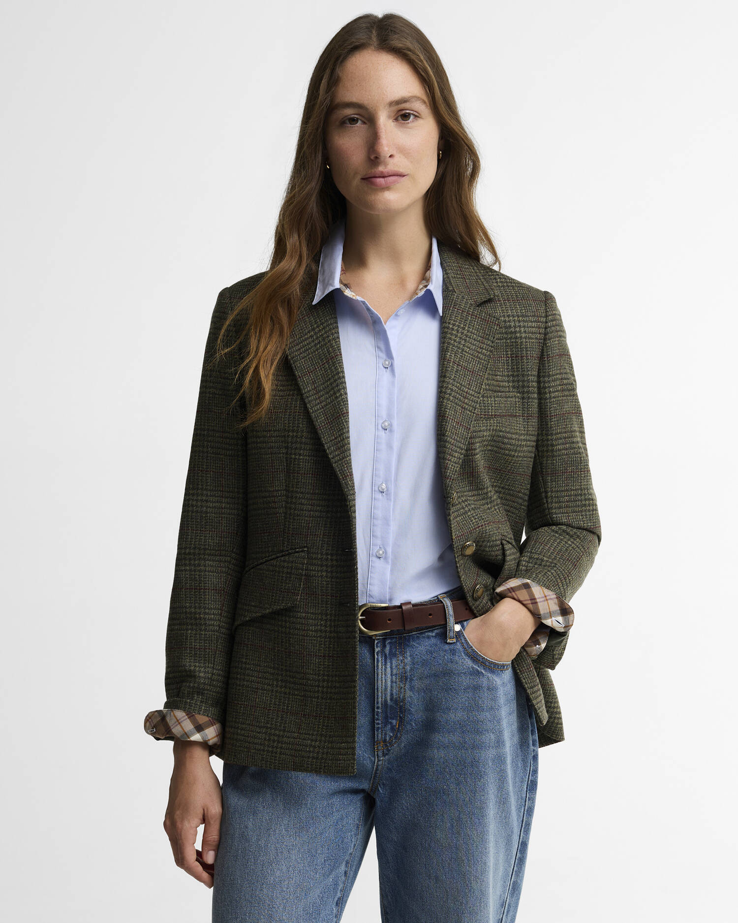 Blazer leggermente aderente Browning Olive Prince Of Wales Check image number 0