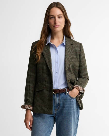 Blazer leggermente aderente Browning Olive Prince Of Wales Check