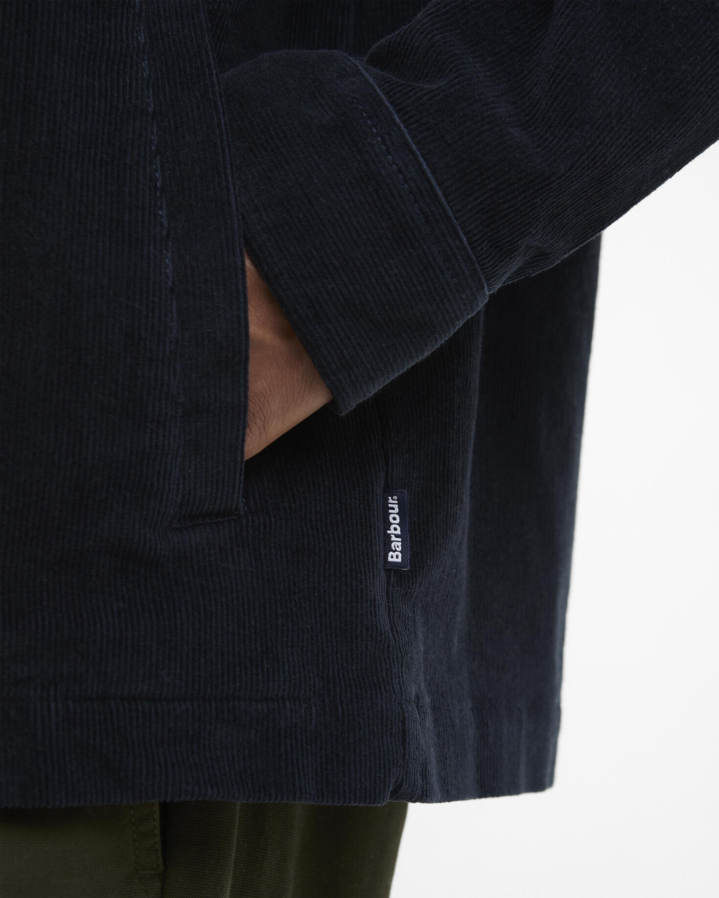 Tartan Trimmed Cord Overshirt Navy