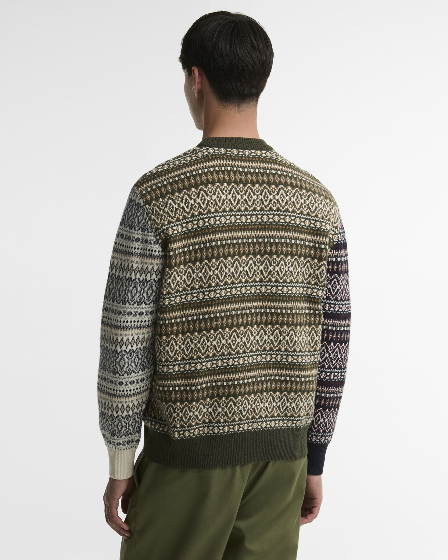 Barbour Pullover Hardale Patchwork Rundhalsausschnitt Olive