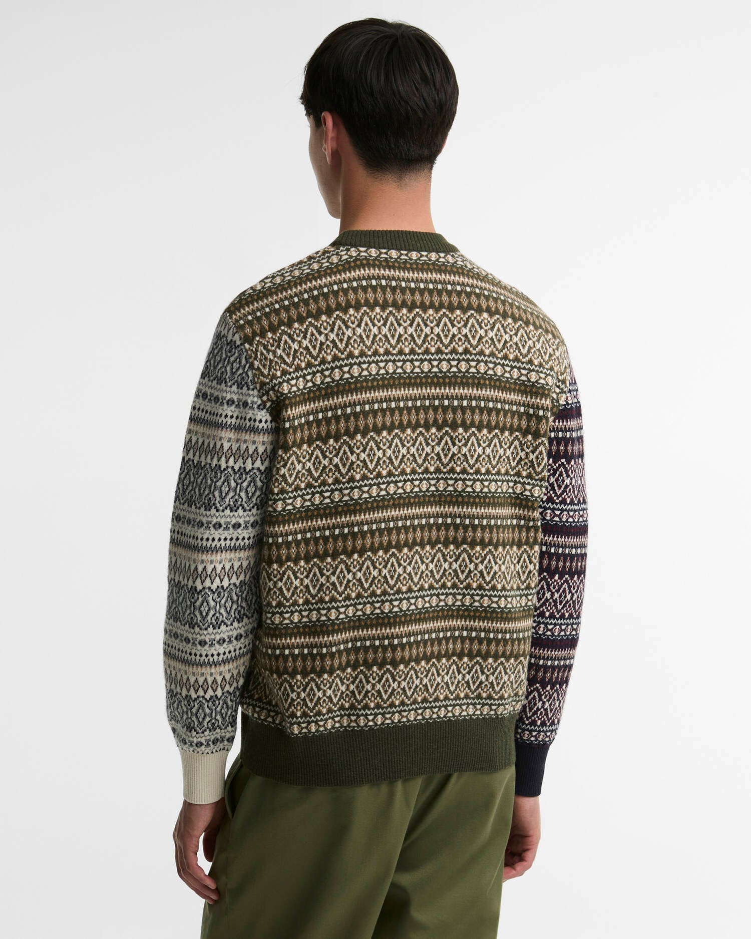 Barbour Pullover Hardale Patchwork Rundhalsausschnitt Olive image number 2