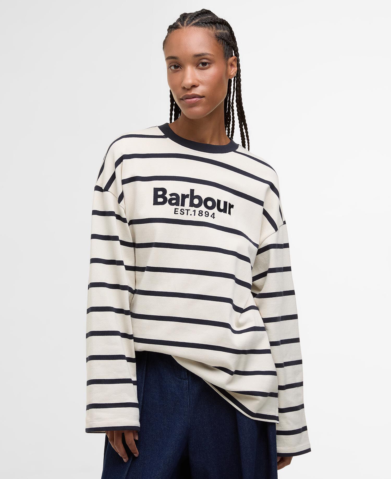 Langarmshirt Maeve Ecru/Dark Navy Stripe