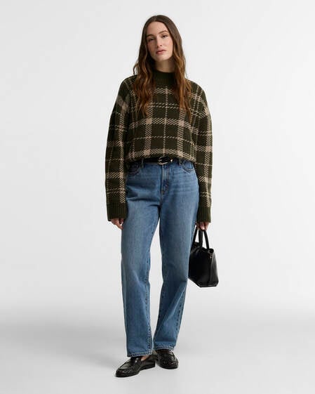 Delilah Tartan Wool Jumper Olive Multi