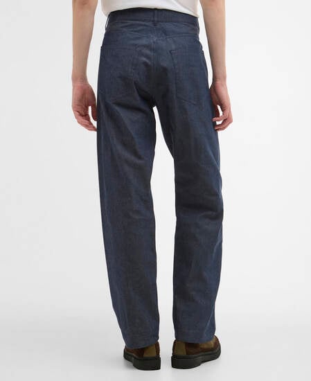 Barbour x ARKET Ocean Waxed Denim Loose Jeans Blue Denim