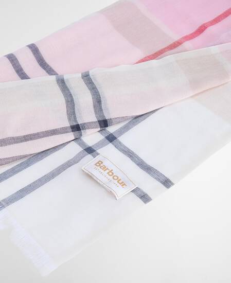 Abigail Tartan Scarf Cherry Blossom