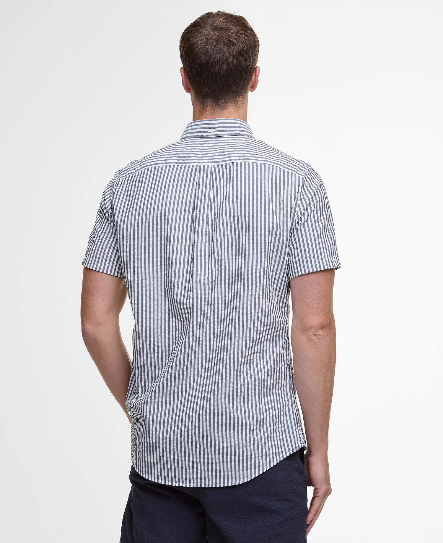 Cresswell Seersucker Regular Short-Sleeved Shirt Classic Navy