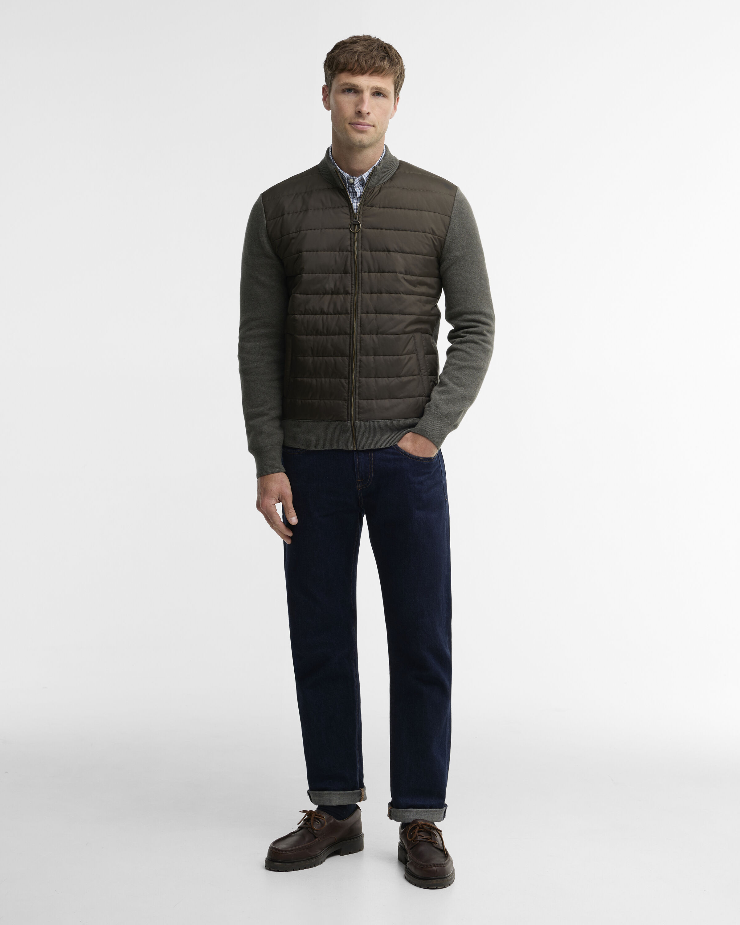 Essential Carn Quilted Jumper Olive