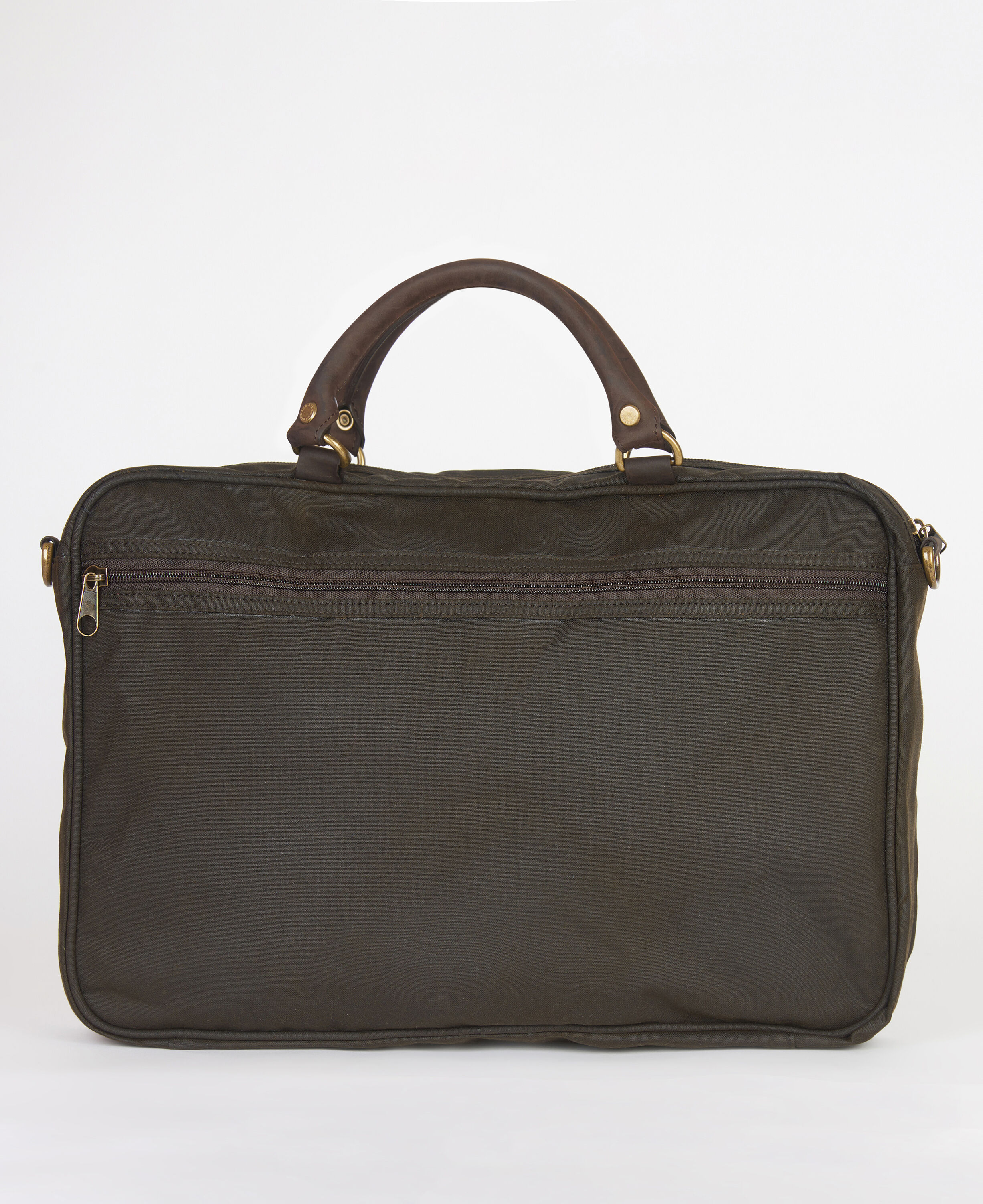 Waxed Leather Briefcase Olive