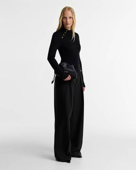 Soft Drawcord Shoulder Bag Black