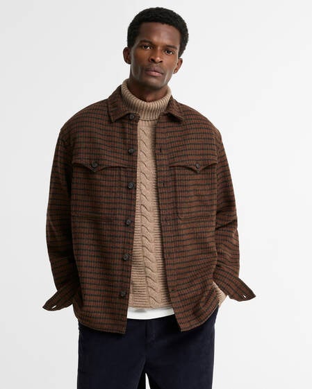 Barbour Overshirt Hatfield Houndstooth Oversized Chesnut