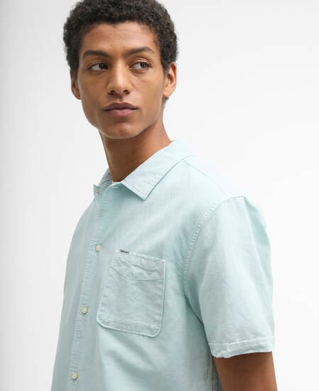 Landkey Overdyed Regular Short-Sleeved Shirt Mint Blue