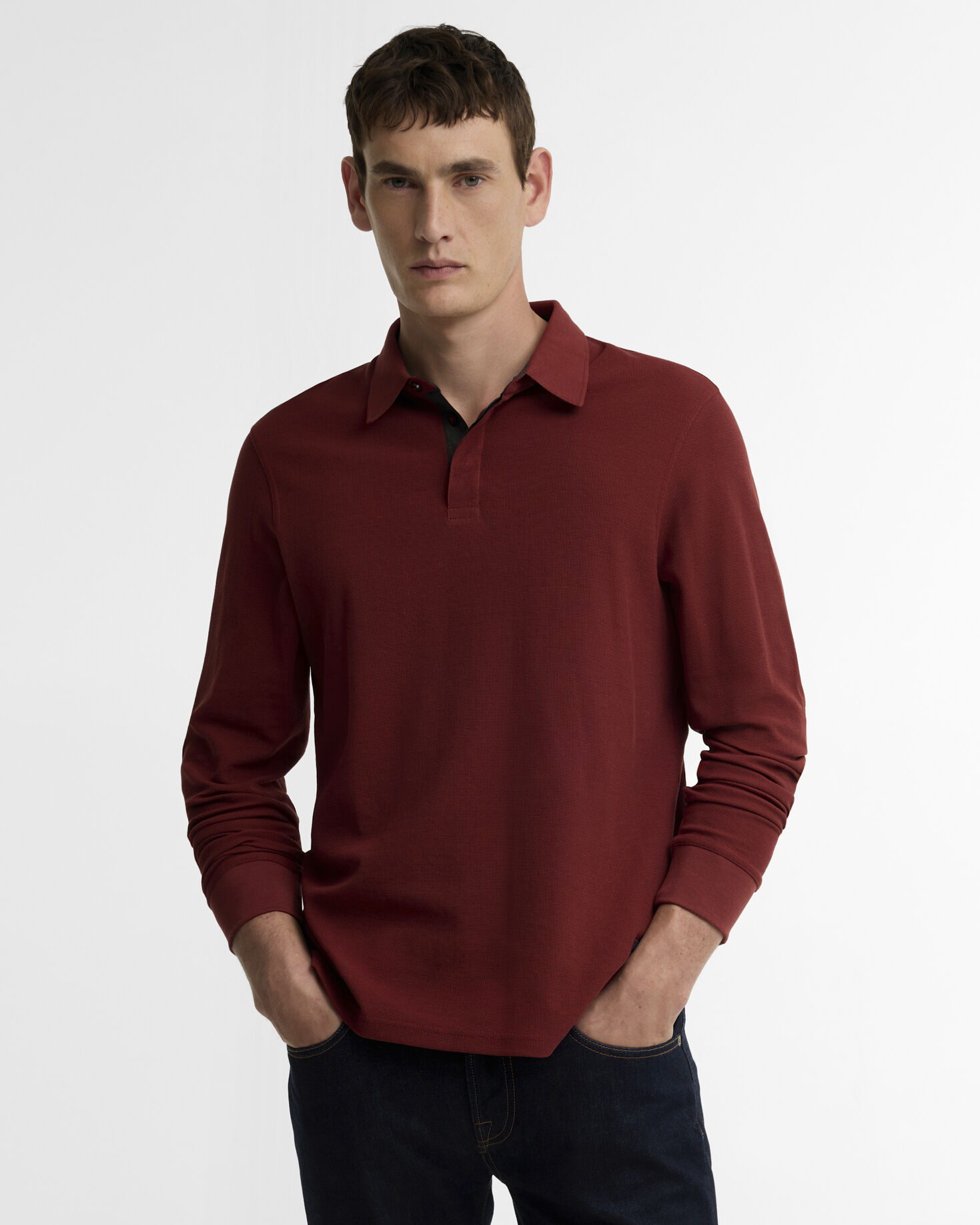 Polo a maniche lunghe leggermente aderente Kentown Russet
