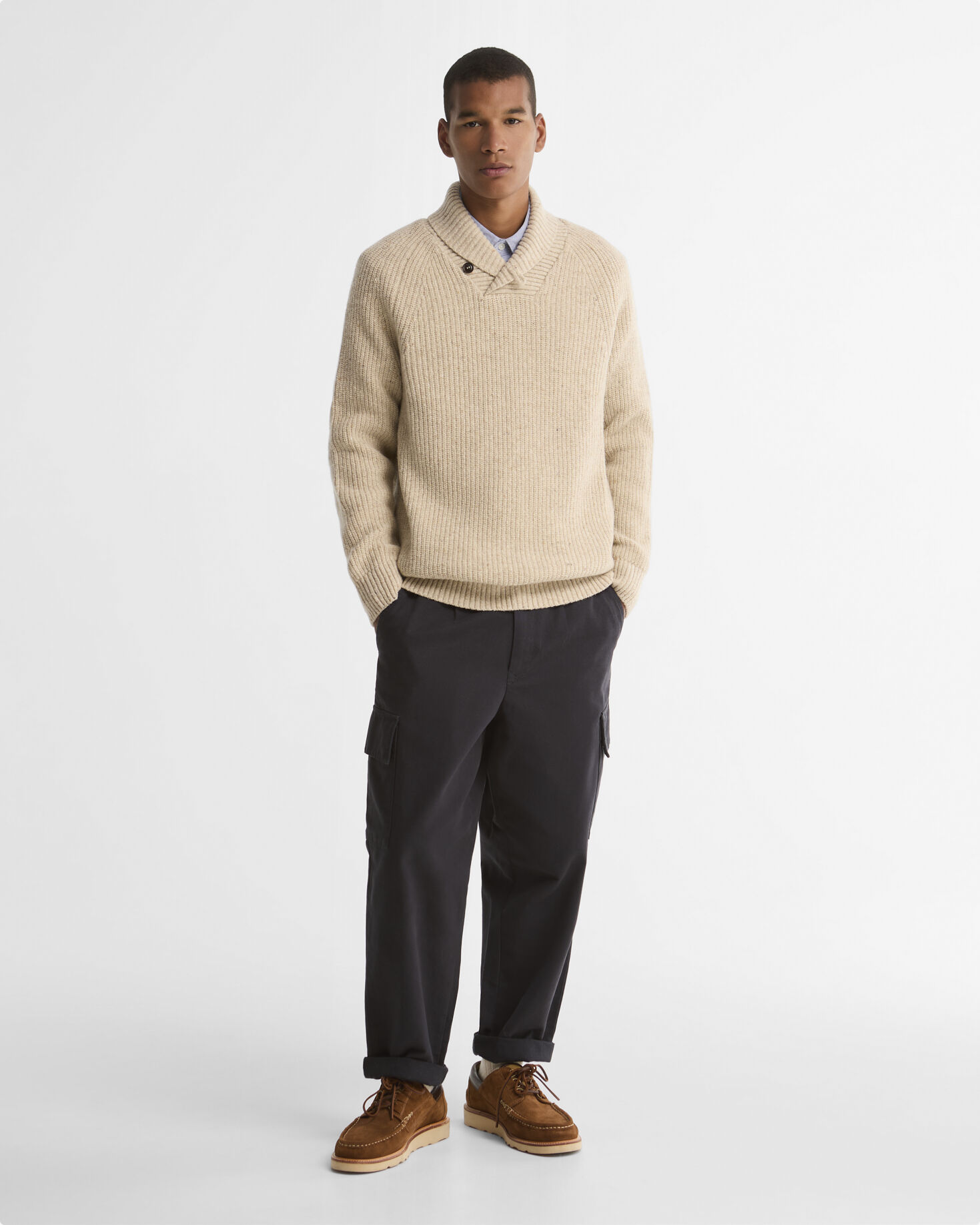 Barbour Wollpullover Essentials Fleck Pearl