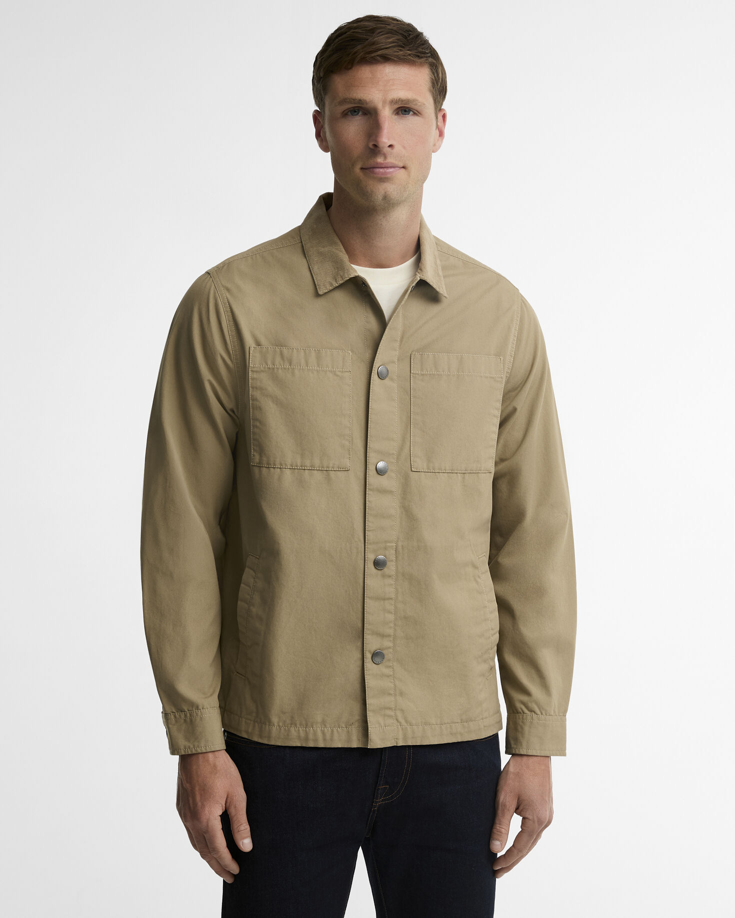 Barbour Overshirt Cord Collar Twill Washed Stone