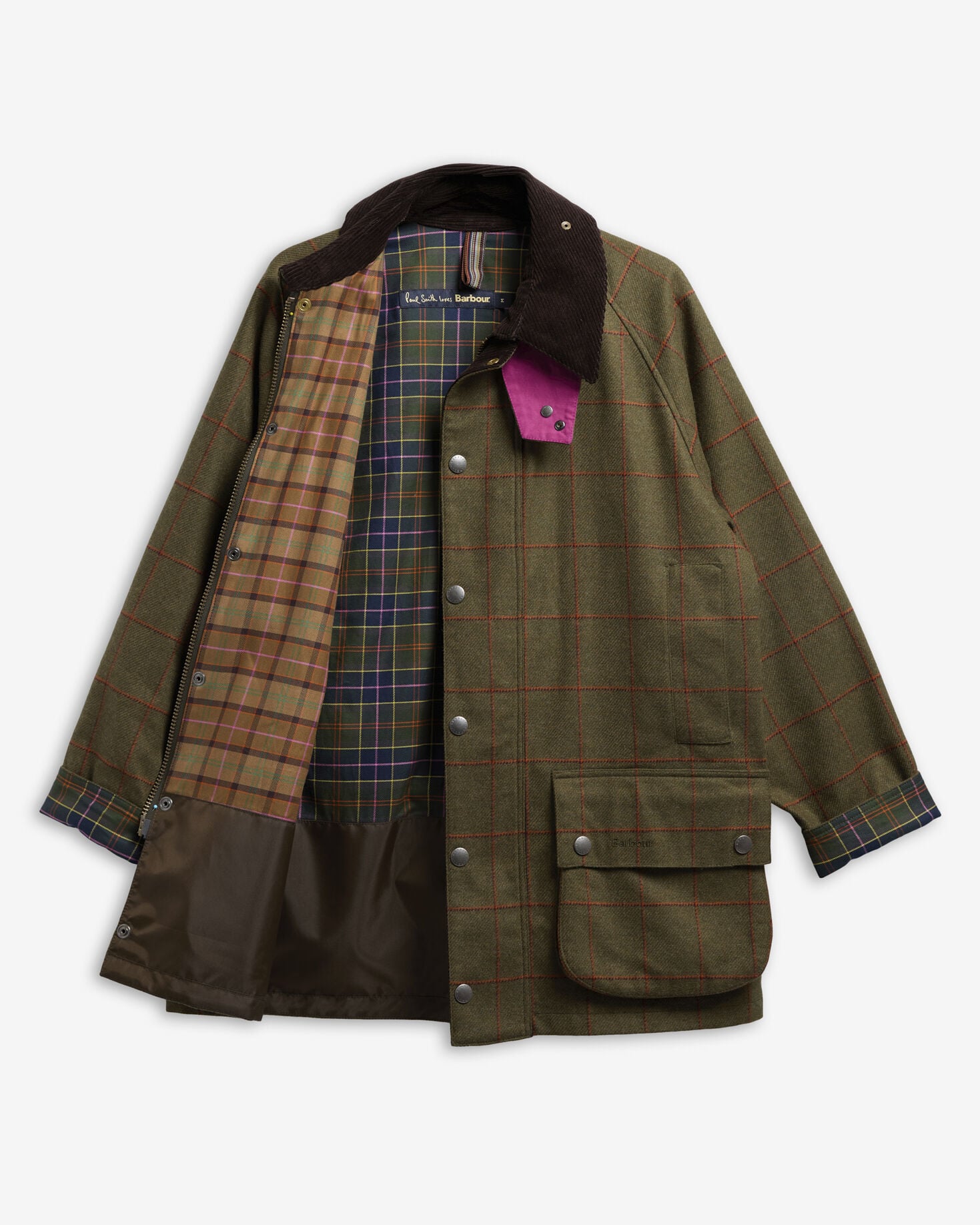 Paul Smith Loves Barbour Beaufort Wool Jacket Olive Window Pane