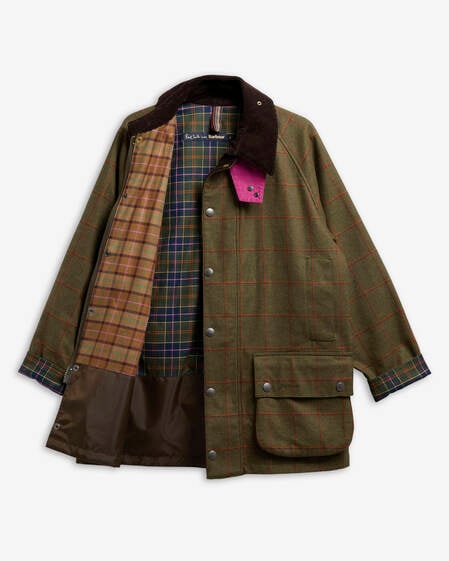 Paul Smith Loves Barbour Beaufort Wool Jacket Olive Window Pane