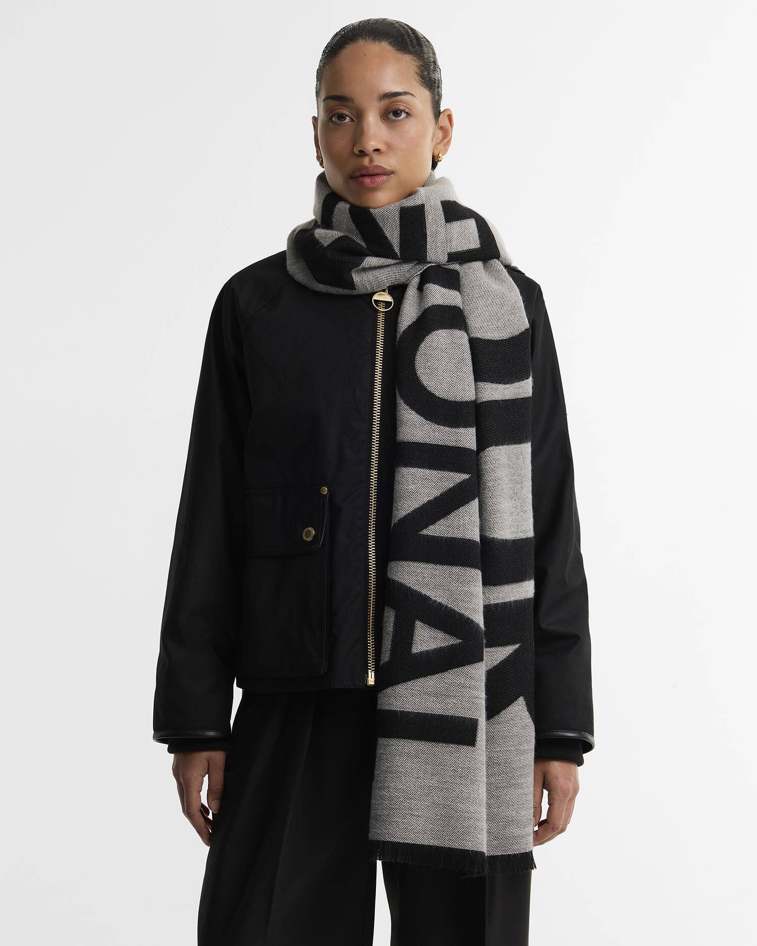 Milla Logo Wrap Scarf Moonbeam/Black image number 1