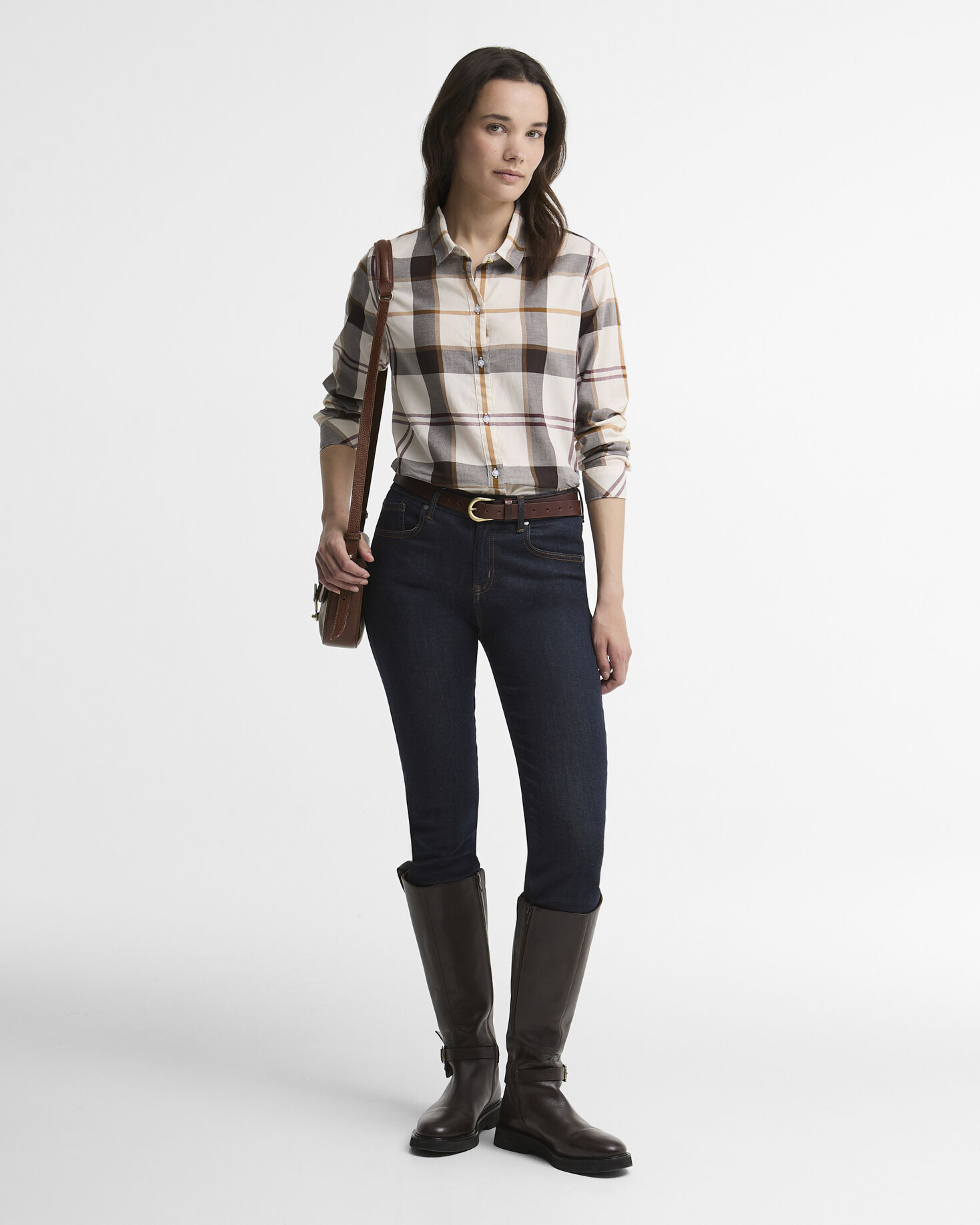Moorland Relaxed Long-Sleeved Shirt Ecru Muted Tartan