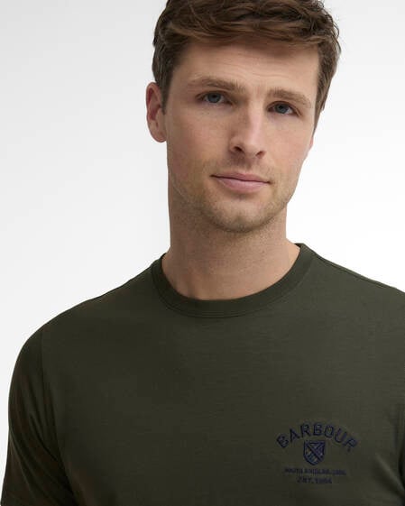 T-shirt leggermente aderente con scudo in tartan Sage