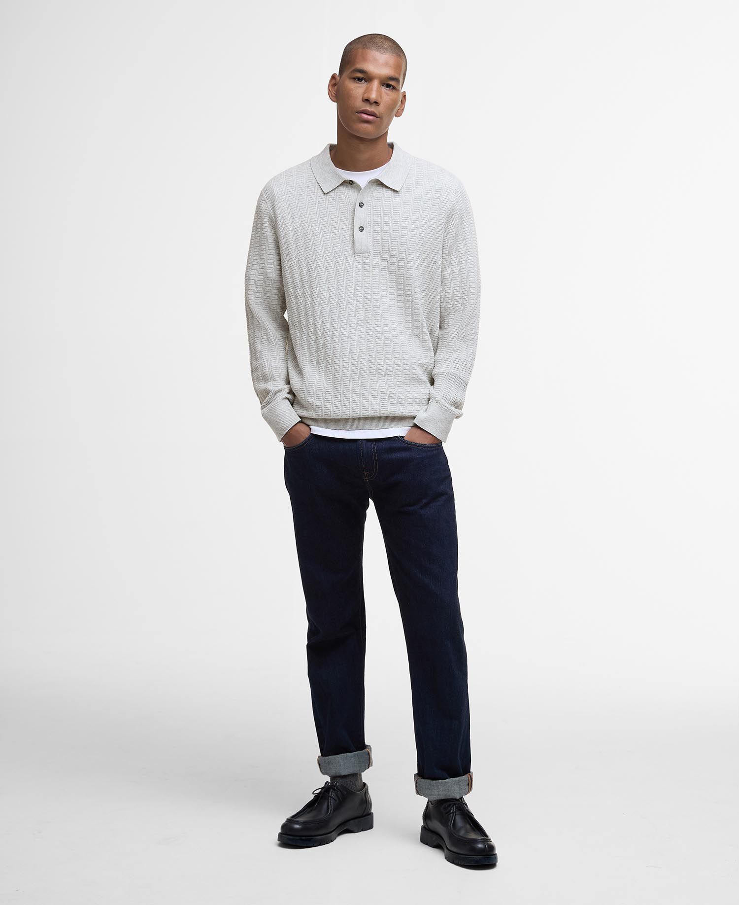 Polo in maglia Smeaton Grey Marl