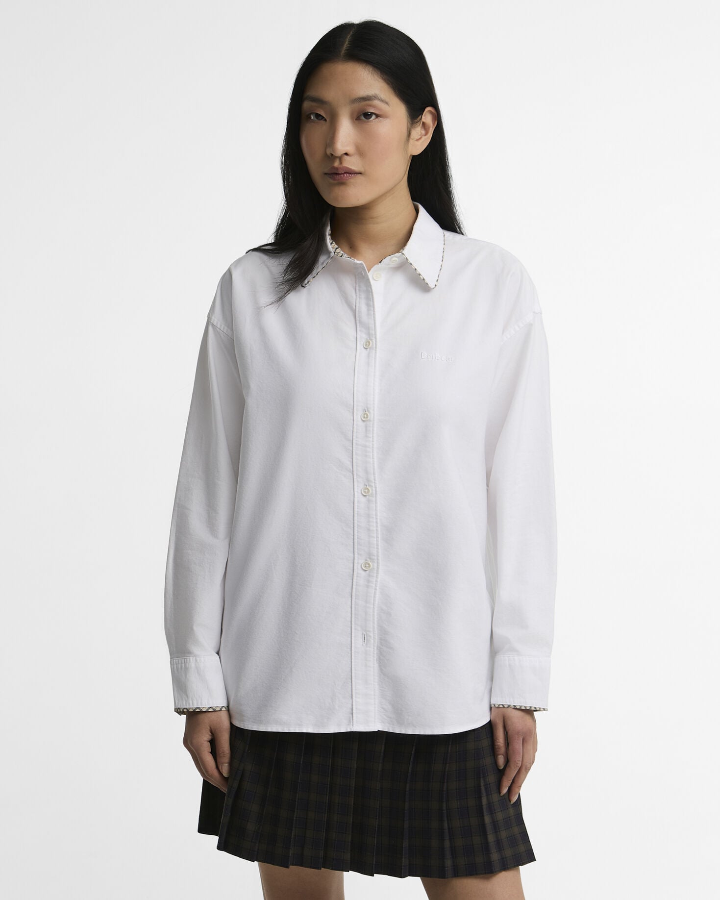 Barbour Bluse Alverstone Oxford Relaxed Fit White
