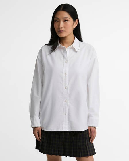 Barbour Bluse Alverstone Oxford Relaxed Fit White