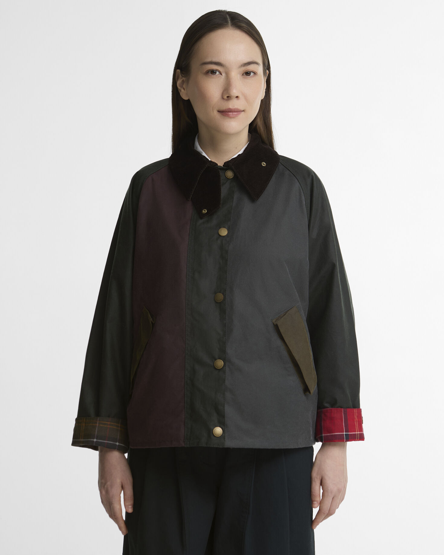 Patchwork Transport Waxed Jacket Sage/Beech/Bordeaux/Grey/Mixed Tartan