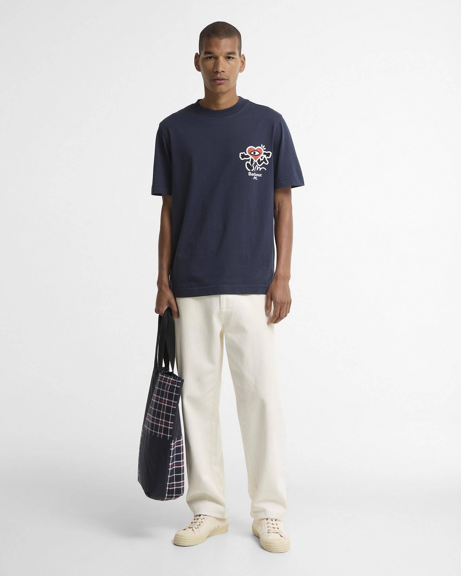 Barbour x Mul Camping Trip Relaxed T-Shirt Navy image number 1