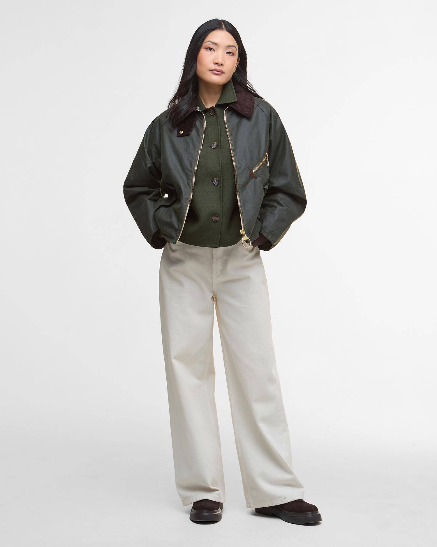 Arlene Waxed Jacket Fern/Ancient Tartan image number 1