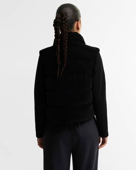 Balaton Faux-Velvet Quilted Sweatshirt Black