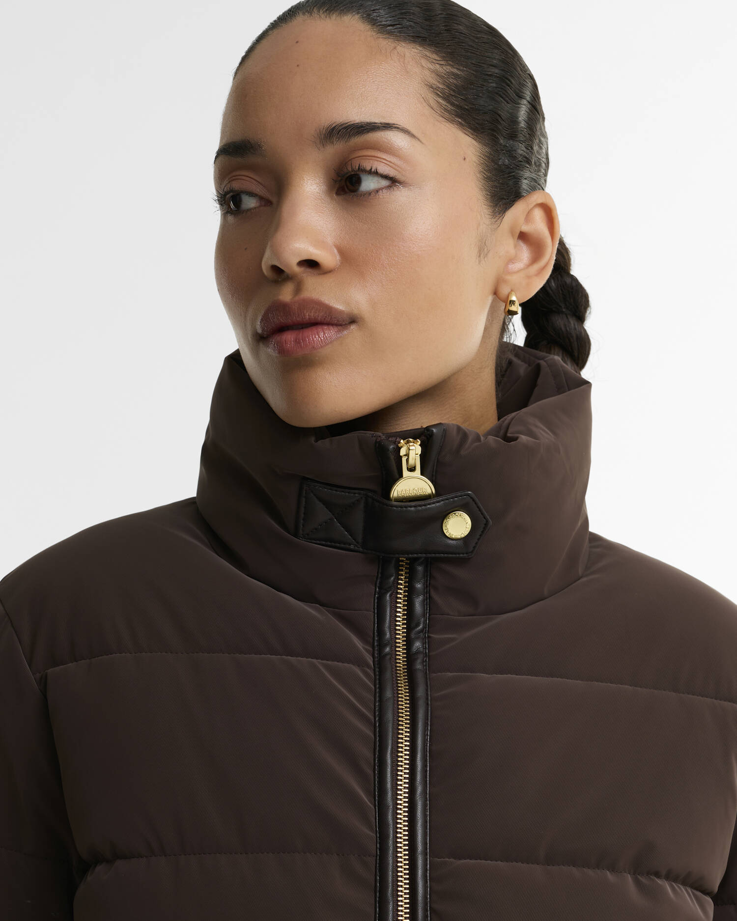 Halina Faux-Velvet Puffer Jacket Truffle image number 3