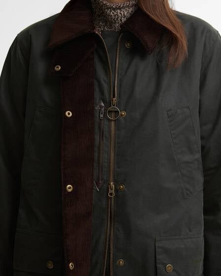 Antoinette Longline Waxed Jacket Sage/Classic
