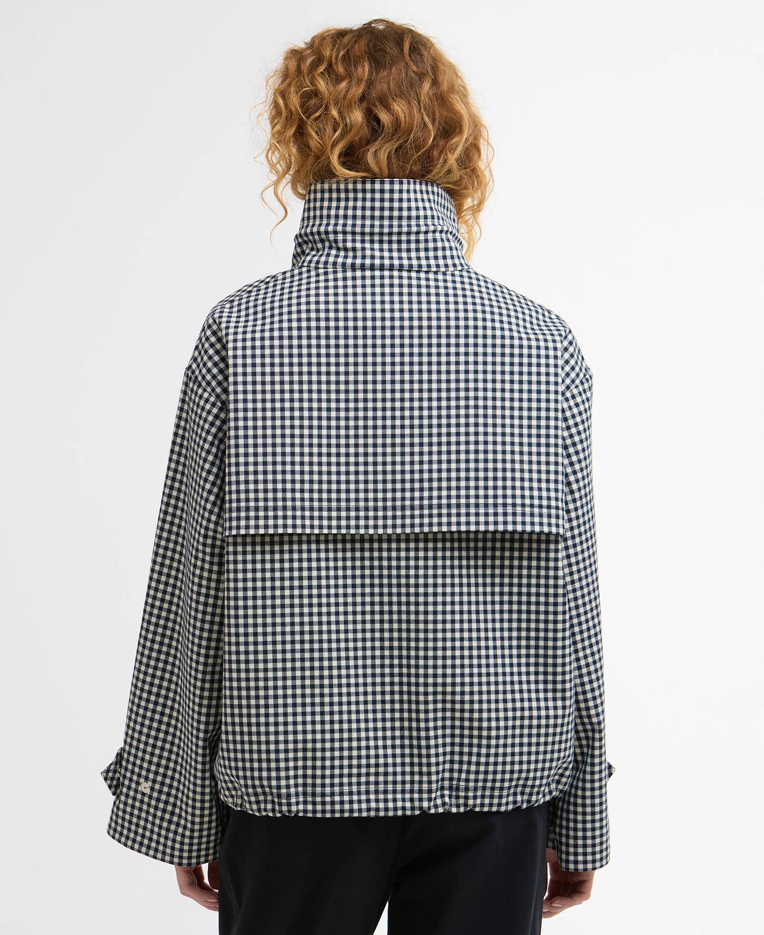 Bronwyn Gingham Funnel-Neck Showerproof Jacket Navy Gingham image number 2