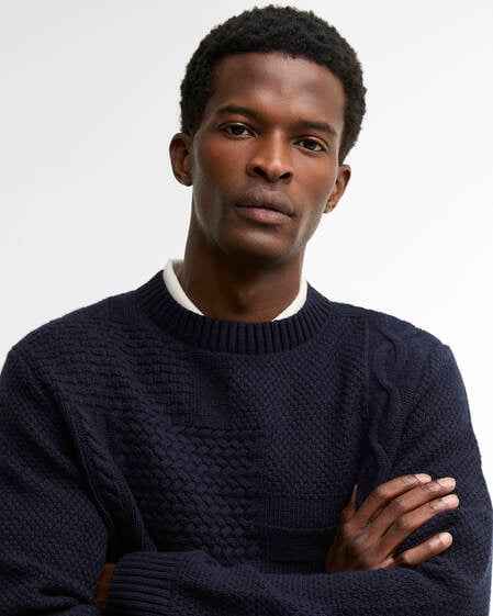 Casey Cable-Knit Crew Neck Jumper Navy