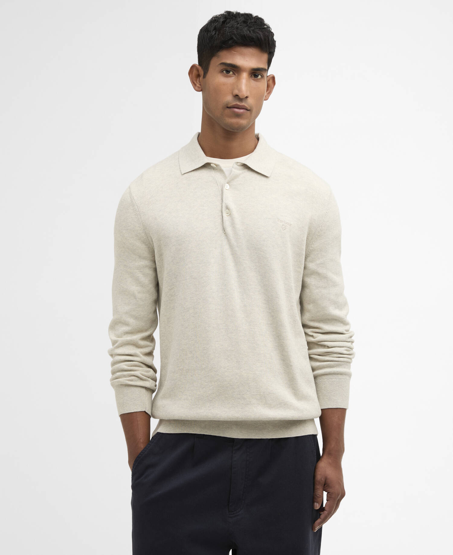 Pima Cotton Knitted Polo Shirt Neutral image number 0