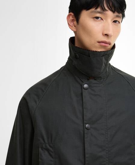 Oversized Beaufort Waxed Jacket Sage