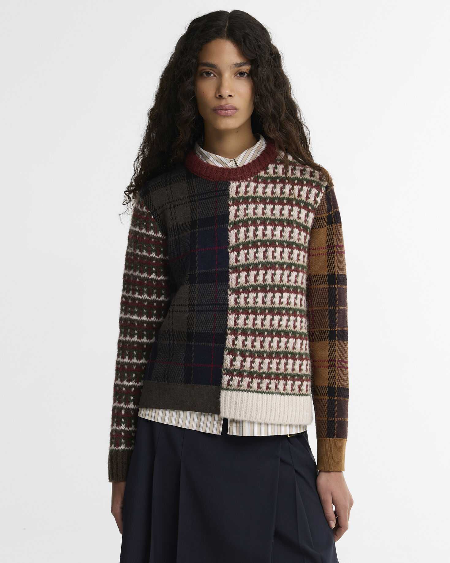 Ashfort Patchwork Crew Neck Jumper Multi