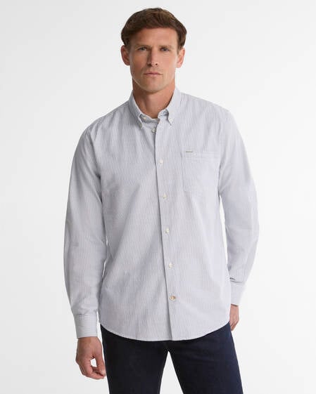 Sheldane Striped Regular Long-Sleeved Shirt Deep Blue