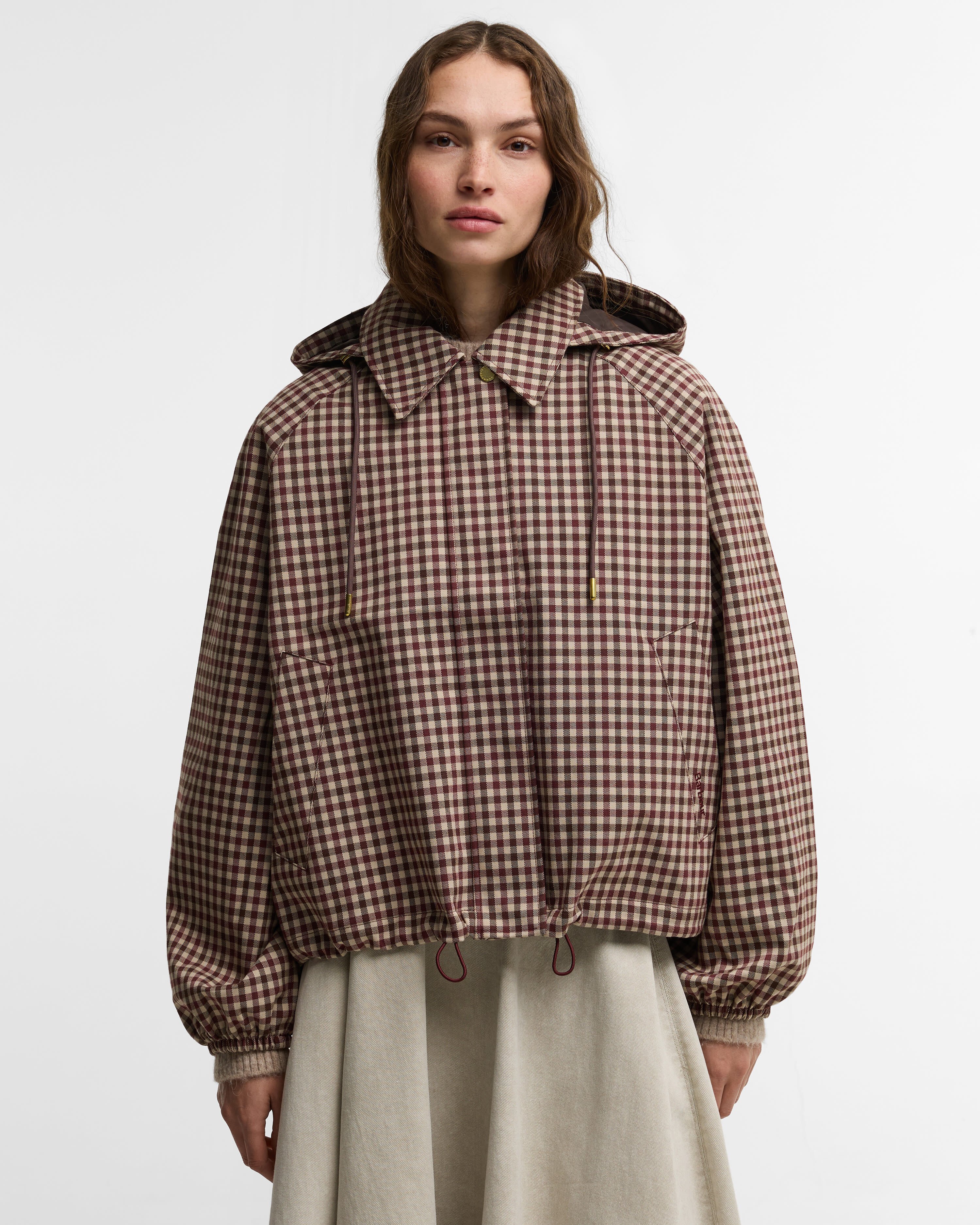 Jacke Audrey Showerproof Cranberry/Brown Gingham