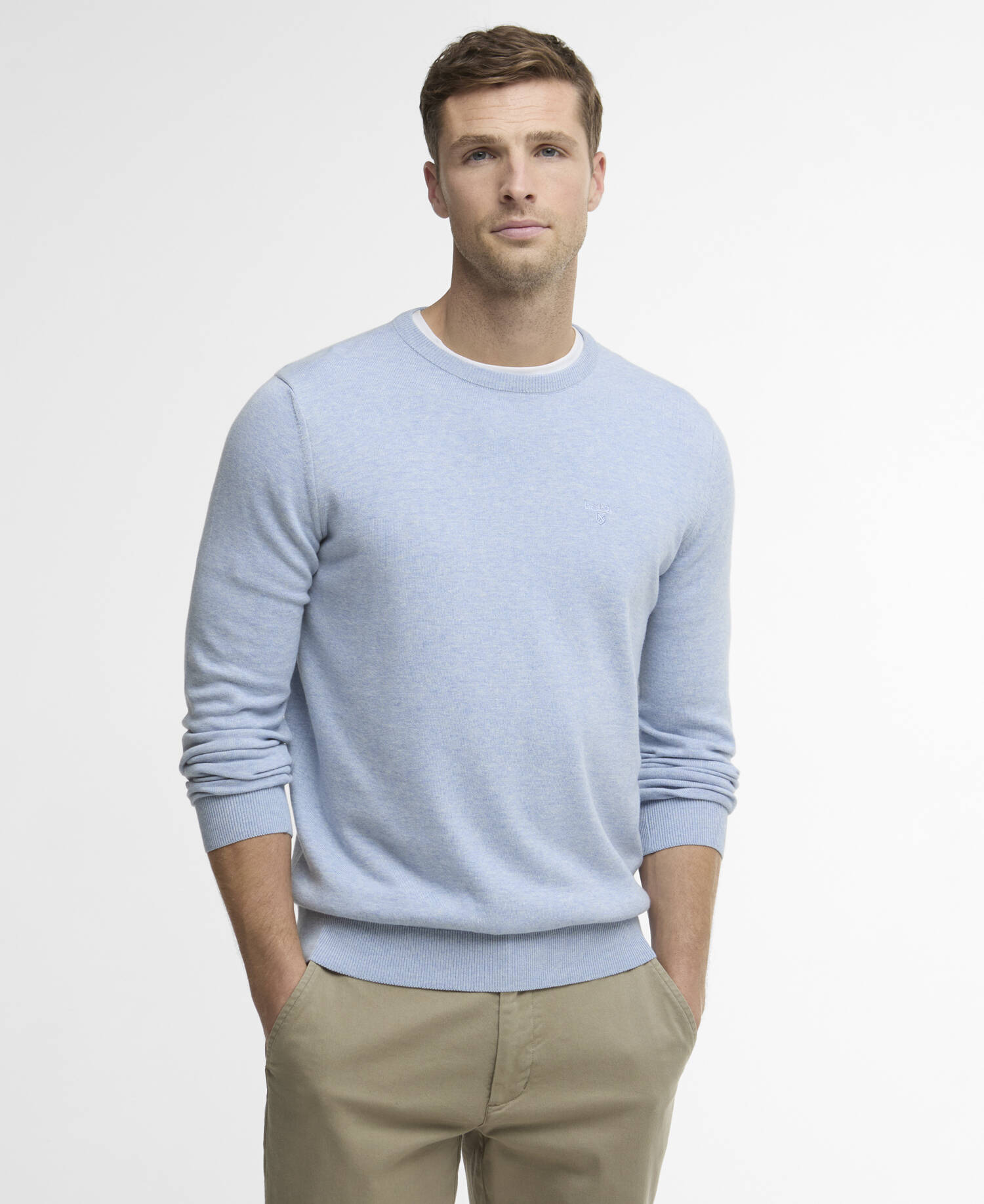 Maglione girocollo in cotone Pima Blue Haze image number 0