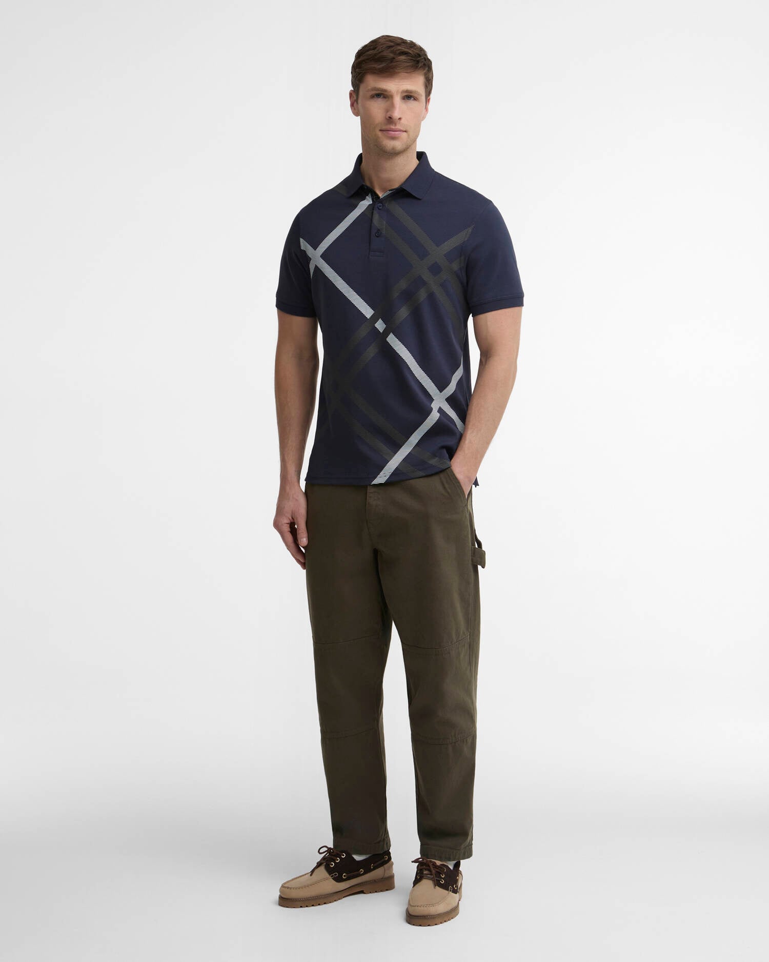 Barbour Poloshirt Tartan Bias Tartan Tailored Navy image number 1