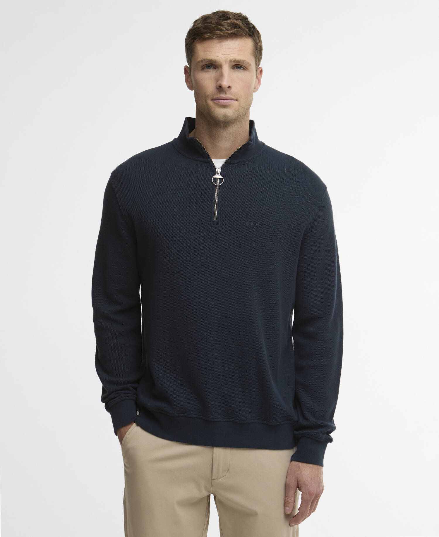 Pique Interlock Quarter-Zip Sweatshirt Navy image number 0
