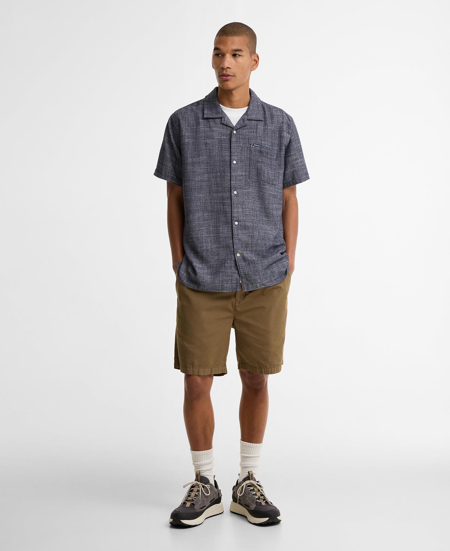 Kurzarmhemd Bowston aus Leinen-Mix Dark Navy